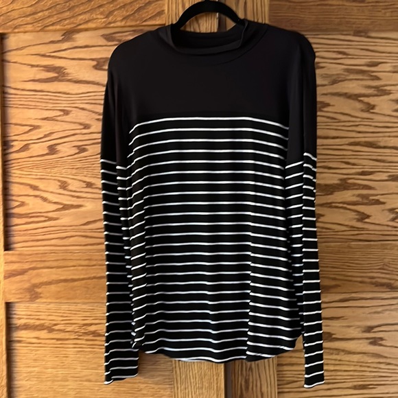 Maurices Black Turtleneck with White Stripes, Medium - Picture 1 of 3